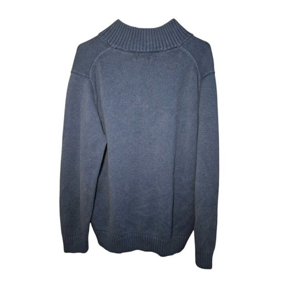LL Bean Sweater Men's L Quarter Zip Pullover Knit Blue Mock neck - Picture 2 of 4